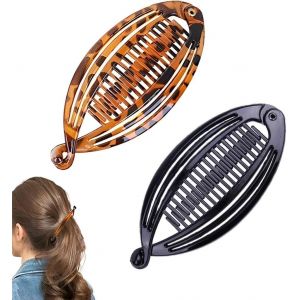 4 Pi&egrave;ces Pinces &Agrave; Banane, Queue De Poisson Clip Pour Femmes Classique Pinces &Agrave; Cheveux Longs Banane Fran&ccedil;aise Peigne &Agrave; Cheveux Porte-Queue De Cheval Banane Style 4 - Neuf