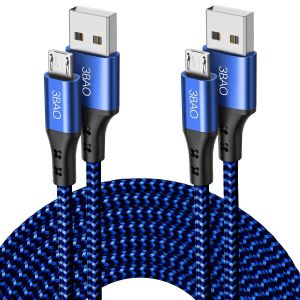 Câble micro USB 3 m 3 m - En nylon tressé - Câble de charge USB Android compatible avec Samsung Galaxy S7 S6 S5 J7 Note 5, Huawei, Kindle, manette PS4, tablettes Fire HD, HTC, Nokia - Neuf