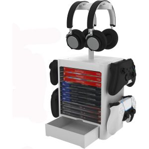Tour de Rangement de Jeu pour Sony PlayStation 5 Gris Compatible avec PS5/PS4/Xbox One/Nintendo Switch - Neuf