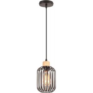 Kal-Suspension Luminaire Industrielle Lustre Vintage Plafonnier E27 Abat-Jour Cage En Métal Design Luminaire Plafonnier Noir Éclairage Plafond Pour Cuisine Salon Chambre Bar - Neuf