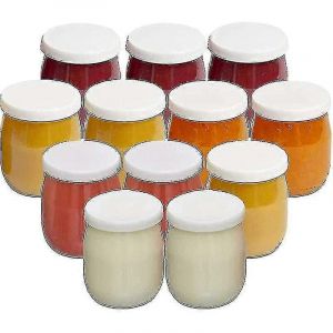Lot de 12 pots de yaourt en verre avec couvercles étanches Made In France,compatible avec les yaourtières,les multicuiseurs et - Neuf