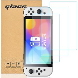 Naeryut-Lot De 3 Films De Protection D'écran Pour Switch Oled Modèle 2021,Sans Rayures,Dureté 9h,Film De Protection D'écran Hd,Ultra Transparent,Ultra Résistant,Verre De Protection Blindé Pour - Neuf