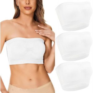 Soutien-Gorge Bandeau Femme Sans Bretelles,Soutien Gorge Anti-D&eacute;rapant Silicone Brassi&egrave;re Tube &Eacute;lastique Sans Rembourrage, Casual Bra Push Up Anti Affaissement Lingerie Comfit - Neuf