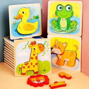 Dessin Anim&eacute; Grenouille Train Animal 3d En Bois Puzzle Planche &Eacute;ducation Enfants Toy_Duck* - Neuf