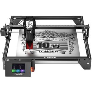 LONGER RAY5 10W Graveur laser point laser 0,06 x 0,06 mm &eacute;cran tactile gravure hors ligne jeu de puces 32 bits connexion WiFi zone de travail 400 x 400 mm - Neuf