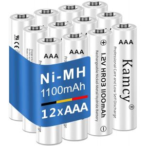 Piles Rechargeables AAA 1100mAh, 1,2V Ni-MH Accu LR03 Rechargeables, Batteries Grande Capacit&eacute;, 1200-1500 Cycles Batterie AAA, AAA Rechargeable,Faible Auto-d&eacute;charge (Lot de 12) - Neuf