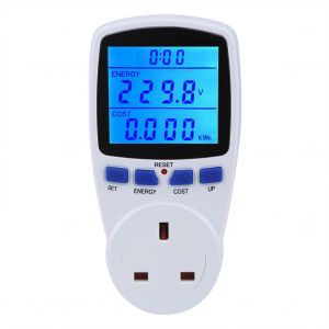 HJLIAN Prise multifonction intelligente avec retroeclairage et compteur d'energie (prise britannique retroeclairee bleue 230 V) - Neuf