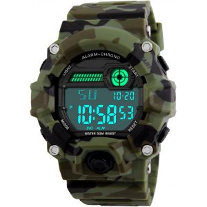 Kalanka-Enfants Montre Bracelet Numériques Militaire De Sports De Garçons Avec L'alarme/Minuterie, Étanche À 5 Barres Pour Enfants Adolescents Camouflage Électronique - Neuf
