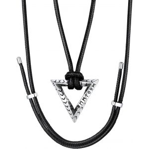 Trahoo-Collier Runes Viking Nordique Anneau De Möbiu Acier Inoxydable, Pendentif Mobius Rond/Triangle/Infini Viking Runique Avec Chaîne Cuir - Neuf