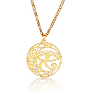 Kal-Collier Noeud Trinit&eacute; Celtique Collier Noeud Celtique Pendentif Croissant De Lune Ancienne Irlandaise Triangle Celtique Amulette De Protection En Acier Inoxydable Pour Hommes Et Femmes - Neuf