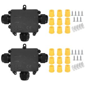 2 Bo&icirc;te de D&eacute;rivation &eacute;tanche IP68, Bo&icirc;te de Jonction Etanche Electrique Exterieur, 3 Voies Connecteur de C&acirc;ble pour C&acirc;ble 4 &agrave; 12 mm Diam&egrave;tre - Neuf
