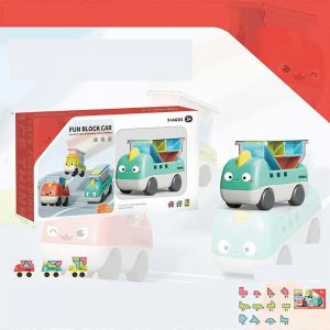 Building Block Car Toy For Children Mini Sliding Dinosaur Car Toy Educational Logical Thinking Friction Play Vehicle Toy-D - Neuf