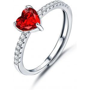 Kahfl-Bague Femme En Argent 925 Con Zirconium Élégant Bague Coeur Bague Argent Femme Réglable Pour Amitié Fiançailles Mariage Alliance Anniversaire Bijoux Femme - Neuf