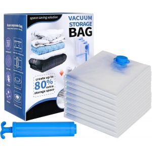 YEMAESRE-SacsÀ Vide Pour Vêtements 8 Jumbo, 100X80Cm Sacs De Rangement, Voyage Sous Vide Réutilisable Sacs À Vêtements Avec Pompe À Main Pour Vêtements Couvertures Couettes Draps Oreillers - Neuf