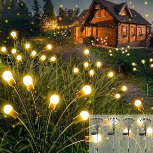 Lumiere Solaire Exterieur,4 Pi&egrave;ces 8led Lampe Jardin Solaire Ip65 &Eacute;tanches Pour Jardin, Terrasse, Cours, Balcon D&eacute;coratif (Blanc Chaud - Neuf
