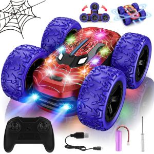 ERYI-Voiture Télécommandée Tout Terrain, 4X4 Voiture Cascade Radiocommandée 360° Rotation Avec Lumières Spider Jouet Garçon Fille 8+ Ans Monster Truck Rc Cars Cadeau Noël Anniversaire Jeux Exterieur - Neuf