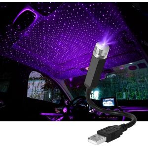De Voiture De Led Toit Étoilé Atmosphère Projecteur (Violet/Bleu), Réglable De Voiture Usb Plafond De La Nuit La Lumière Du Projecteur, Romantique Mini Lampe Décorative Pour Toit De Voiture - Neuf