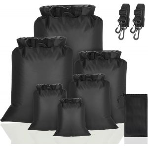 KALANKA-Sac Étanche Léger 6 Pièces, 1.5/2.5/3/3.5/5/8L Nautique Sac à Sec Imperméables Sac Etanche Randonnée pour Kayak Dérive Submersible Nautiques Randonnée Camping en Plein Air (Noir) - Neuf
