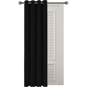 Rideaux Occultants Isolés,132x160 Cm (Lxh),Rideaux De Salon Et De Chambre À Coucher,Design Moderne,Avec ?Illets,Noir,1 Pièce - Neuf