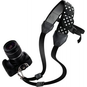 Sangle Appareil Photo Courroie Epaule pour Appareil Photo Reflex et Bridge - Compatible avec Nikon D5600, D500, Canon 700D, 1300D, Lumix et Plus - Pois - Neuf