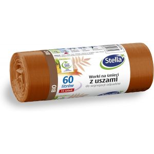 Stella 035175 Lot De 14 Sacs Poubelle Avec Anses Pour Le Tri Sélectif Bio | 60 L | Sacs Poubelle Pour Les Déchets Ménagers Et Le Bureau En Film Granulé Ldpe Épais, Couleur : Marron - Neuf