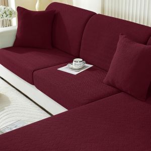 Tianyi-Housse Assise Canapé Extensible, Housse De Coussin Canapé, Universelle Housse Coussin Canape, Protection Meubles Couvre Pour Canapé Antidérapante Couverture Canape (2 Place, Bourgogne) - Neuf
