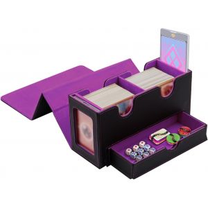 Chenquansarl-Bo&icirc;te &Agrave; Cartes Double Couche Pour Mtg, Avec Tiroir Pour D&eacute;s, 2 Fen&ecirc;tres D'affichage Lat&eacute;rale, Magnetic Deck Box Contenir &Agrave; 300+ Cartes Pour Commander Tcg Cartes &Agrave; Collectionner - Violet - Neuf