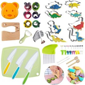 Kit Cuisine Enfant - 25 Pi&egrave;ces, Couteau Enfant, Ustensiles Cuisine pour Enfants, Couteaux Montessori, Gants de Protection, Planche &agrave; D&eacute;couper, Id&eacute;al pour Petits Chefs - Neuf