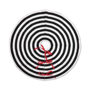 Jupe de sapin de No&euml;l 73/122 cm, ornement rond blanc et noir, tapis de sapin, d&eacute;coration de No&euml;l pour le Nouvel An et la maison - Neuf