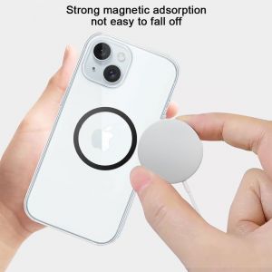 Lot De 24 Anneaux M&eacute;talliques Avec Autocollants Pour Chargeur Magn&eacute;tique Sans Fil - En Acier Inoxydable - Plaque M&eacute;tallique Ultra Fine Avec Bouchons Anti-Poussi&egrave;re Usb C - Compatible Avec Anneau - Neuf