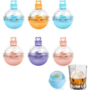 Kal-6 Pièces Moule À Glaçons Boules, Grand Moule À Glace Pour Glace Ronde, Moule À Glaçons Boules Rond Sphère, Round Forme Boule De Glace, Pour Whisky, Cocktails, Boissons, Vins, Etc - Neuf