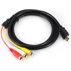 ERYI-Câble Hdmi Mâle Vers 3 Rca Adaptateur Audio Vidéo Av Code D'Extension Adaptateur Hdmi Rca Pour Pc, Ordinateur Portable, Tv, Stb, Vhs, Caméra Magnétoscope, Dvd, 1,5 M De Long - Neuf