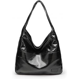 sac fourre-tout pour femme,Grand cabas femme main en similicuir vegan bandouli&egrave;re souple et ample,sac sous les bras pour un usage quotidien (Noir) - Neuf