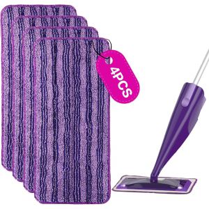 KALANKA-4 Pcs Lingettes Reutilisable pour Swiffer WetJet, Chiffons Rechange Serpilli&egrave;res en Microfibre pour Swiffer WetJet Balai Spray, Lingette Microfibre, Tampons de Nettoyage pour Sol Sec ou Humid - Neuf