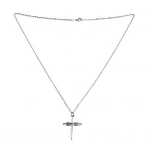 Collier Commemoratif En Acier Inoxydable Avec Pendentif En Forme De Croix Et D'aile Gravee (Argent) - Neuf