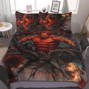 Parure De Lit 3 Pieces Baki The Grappler, Motif Humoristique, 1 X 90 Pouces, Avec Housse De Couette Et 2 Taies D'oreiller. - Neuf