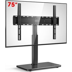 Ulteronixshop-Support TV sur Pied pour TV de 32-75 Pouces - Pied TV Universel Pivotant 60&deg; Inclinaison 12&deg; Max Capacit&eacute; 45 kg - Max VESA 600x400 mm - Neuf