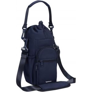 Porte Bouteille Isotherme Sac Gourde Avec Bandouli&egrave;re 1l Avec Poche Pour T&eacute;l&eacute;phone Sac Bouteille D'eau Pour La Randonn&eacute;e &Agrave; Pied, Vert - Neuf