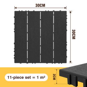 77x Dalle de terrasse dalles en plastique sol en plastique avec syst&egrave;me d'encliquetage pour jardin 30x30cm Anthracite - Neuf