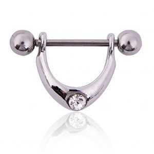 1 Piercing En Acier Chirurgical En Forme De U, Anneau De Teton, Barre En Strass, Bouclier D'haltere - Neuf