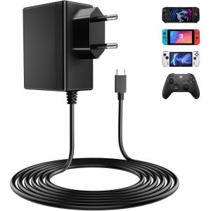 Eryi-Chargeurs Pour Nintendo Switch, 39w Adaptateur Secteur Avec Câble De 1.5m 5ft, Compatible Avec Nintendo Switch, Switch Lite, Switch Oled, Switch Deck Dock, Switch Pro Controller - Neuf