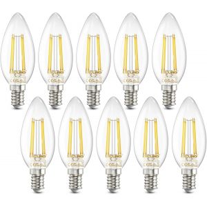 Ampoule Led E14, Blanc Neutre 4000k, 4w Ampoule Led Flamme Équivalent 40w Incandescence, 550lm, Non-Dimmable, Vintage Filament En Forme De Bougie Pour Lustre Et Plafonnier, 10 Pièc[Amp742817] - Neuf