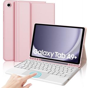 Étui Clavier Pour Samsung Galaxy Tab A9 Plus 11 Pouces 2023, Bluetooth Magnétique Amovible Coque Avec Pavé Tactile, Samsung Tab A9 + Azerty Français Clavier Coque, Rose - Neuf