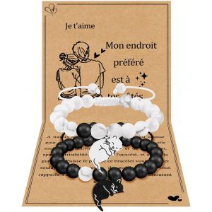 Eryi-Bracelet Couple Symbole Coeur Acier Inoxydable Tissé À La Main Couple Bracelet Yin Yang Bracelet Illimité Pour Petit Ami Petite Amie Mari Femme Lui Elle Valentine Cadeau - Neuf