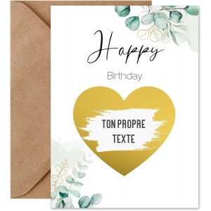 Carte à gratter à écrire soi-même - Carte d'anniversaire avec enveloppe - Cadeau d'anniversaire - Carte surprise personnalisée - Format A6 (Happy Birthday Eucalyptus) - Neuf
