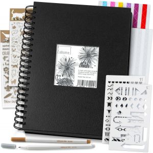 Tianyi-Album Photo Diy Noir A4, 90 Pages Noires À Personnaliser Avec Accessoires De Scrapbooking, Pochoirs, Autocollants & Stylos | Album Souvenir Avec Couverture - Neuf