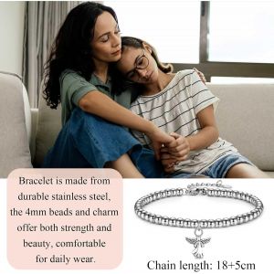 Cadeau De Deuil, Bracelet Ange Gardien, Cadeau De Condol&eacute;ances Pour Femme, Cadeau De Fausse Couche Pour Maman, Cadeau Comm&eacute;moratif Pour Animal De Compagnie[Bra9203082] - Neuf