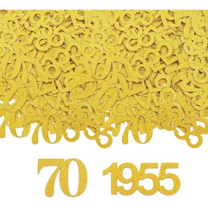 Lot de 100 confettis d&iquest;&iquest;coratifs pour 70 ans - 3,3 &iquest;&iquest; 5 cm - Pour 70 ans - Pour femme et homme - 1955 - Paillettes - D&iquest;&iquest;coration de table - 70 ans - Dor&iquest;&iquest; - Neuf