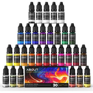 Mevronisshop-Alcohol Ink Set - 30 Couleurs Encres Alcool Hautement Concentr&eacute;e Colorant Resine Epoxy - Pour Fabrication De Bo&icirc;tes P&eacute;tri R&eacute;sine, Sous-Verre, Les Bijoux(10 Ml) - Neuf