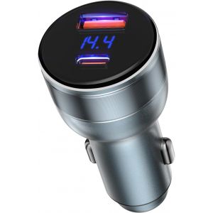 JGD-Chargeur Voiture, 95W Chargeur Allume Cigare USB [USB-C 65W+USB-A 30W] pour Prise 12V/24V, Rapide PD3.0 Adaptateur Allume Cigare USB C pour iPhone 17 16 15, Samsung Galaxy S25 S24, iPad Pro/Air - Neuf